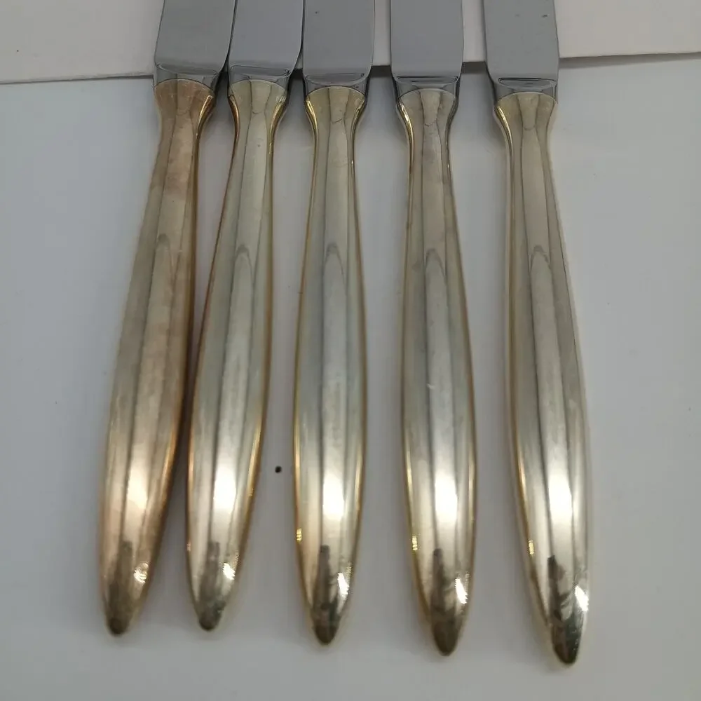 5X BK Christofle Silverplate Flatware DROP Butter Dinner Knives Sharp